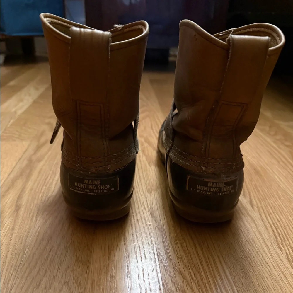 L.L. Bean Brown Leather and Dark Brown Rubber Duck Boots